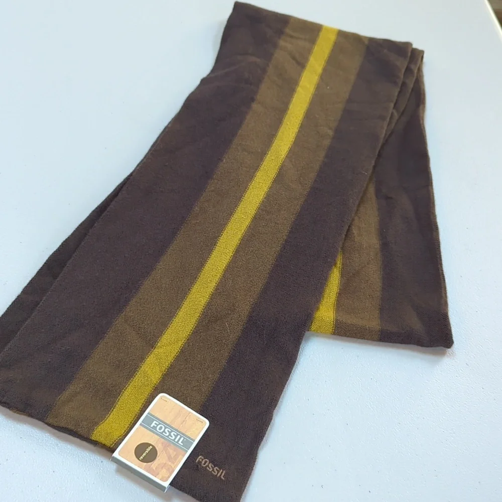 Fossil, reversible scarf shades of brown and gold